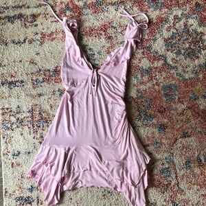 Pink Ruffled Mini Dress
